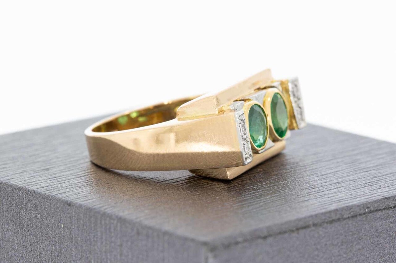 14 Karat Gold Pinky Smaragd Ring mit Diamant -16 mm