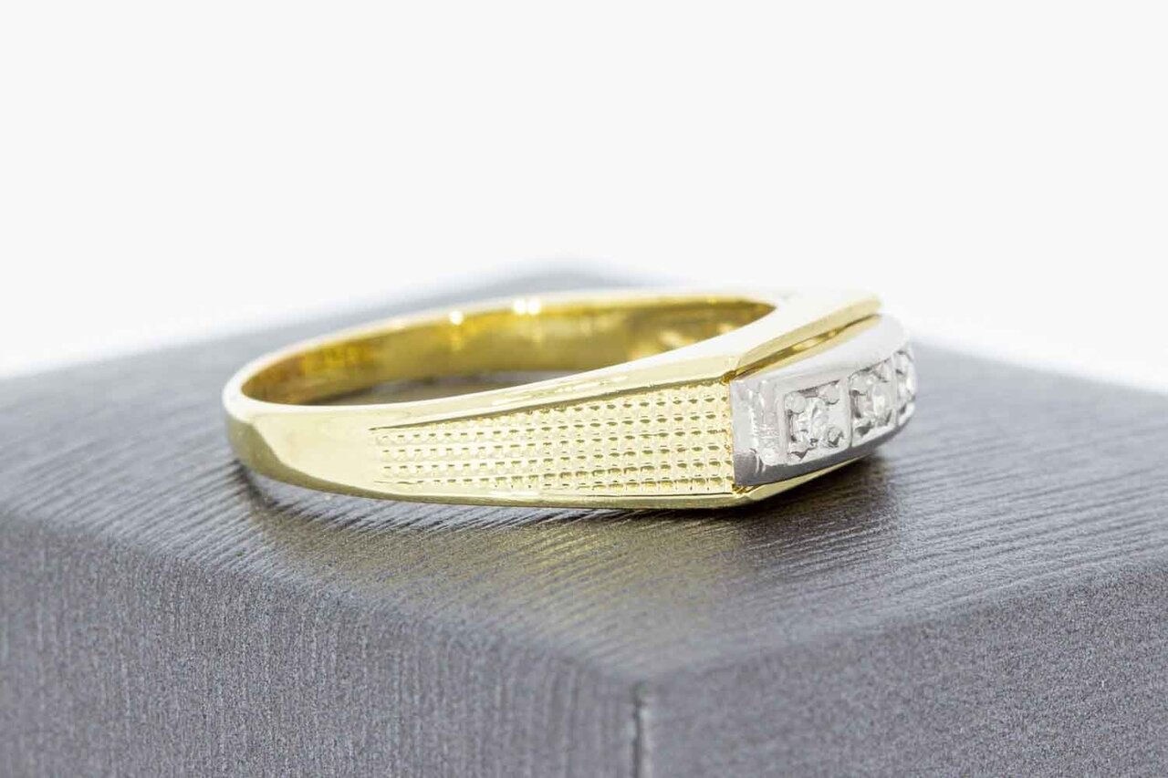 14 Karat Bicolor Gold Ring mit Diamant - 18,7 mm