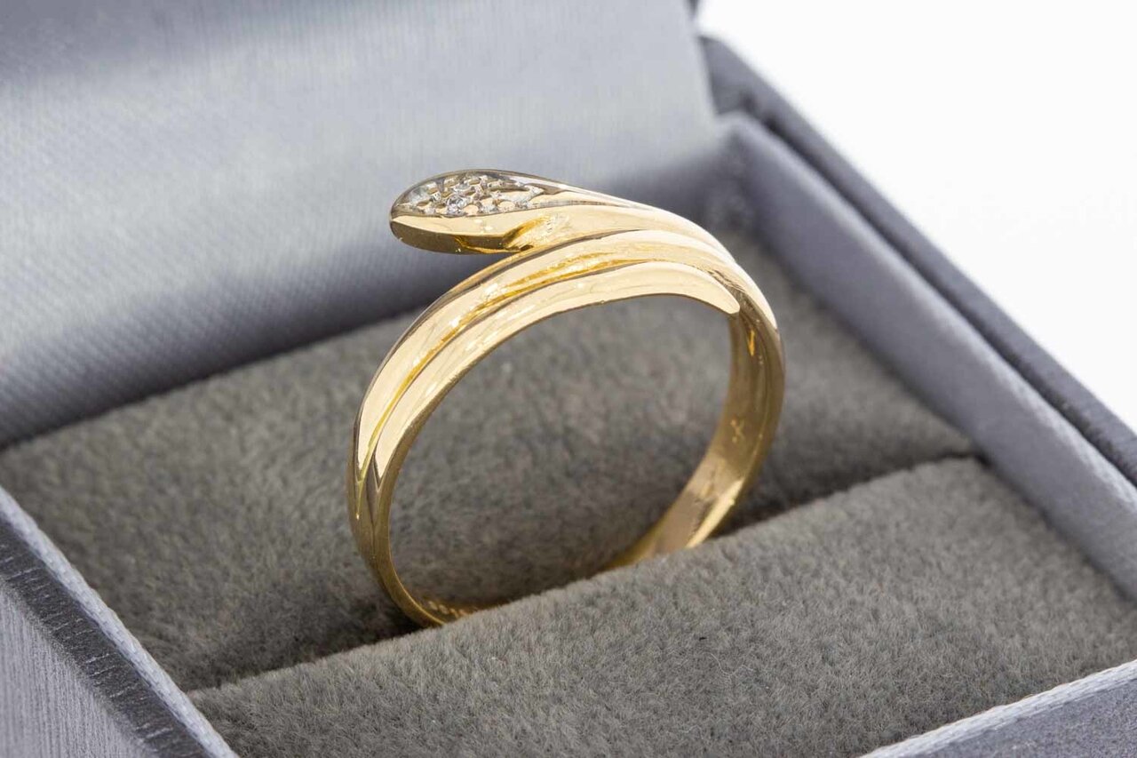 14 Karat geschwungene Gold Ring mit Diamant - 17,5 mm