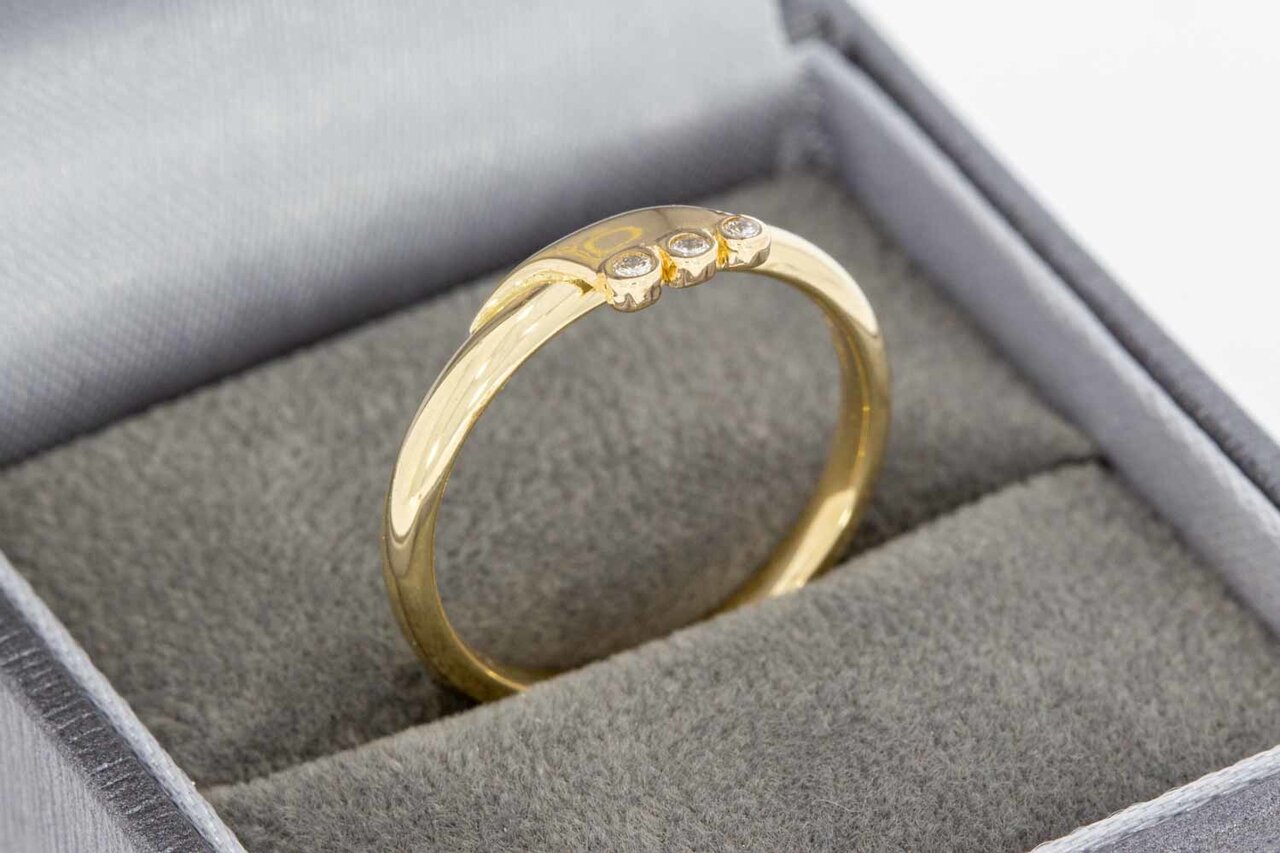 14 Karat Goldene Fantasy Ring mit Diamant - 17,5 mm