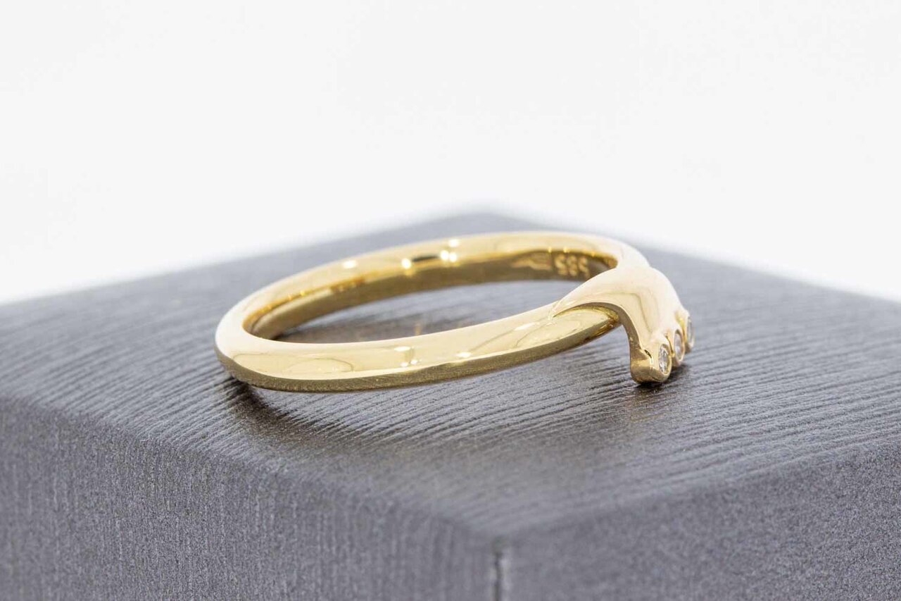 14 Karat Goldene Fantasy Ring mit Diamant - 17,5 mm