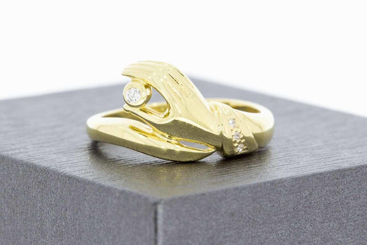 14 Karat Gold geschwungene Ring mit Diamant - 17,4 mm