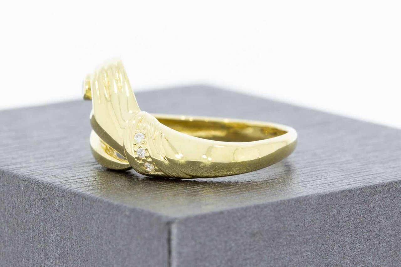 14 Karat Gold geschwungene Ring mit Diamant - 17,4 mm