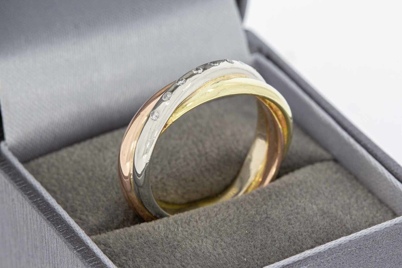 14 Karat Gold Crossover Ring mit Diamant - 19 mm