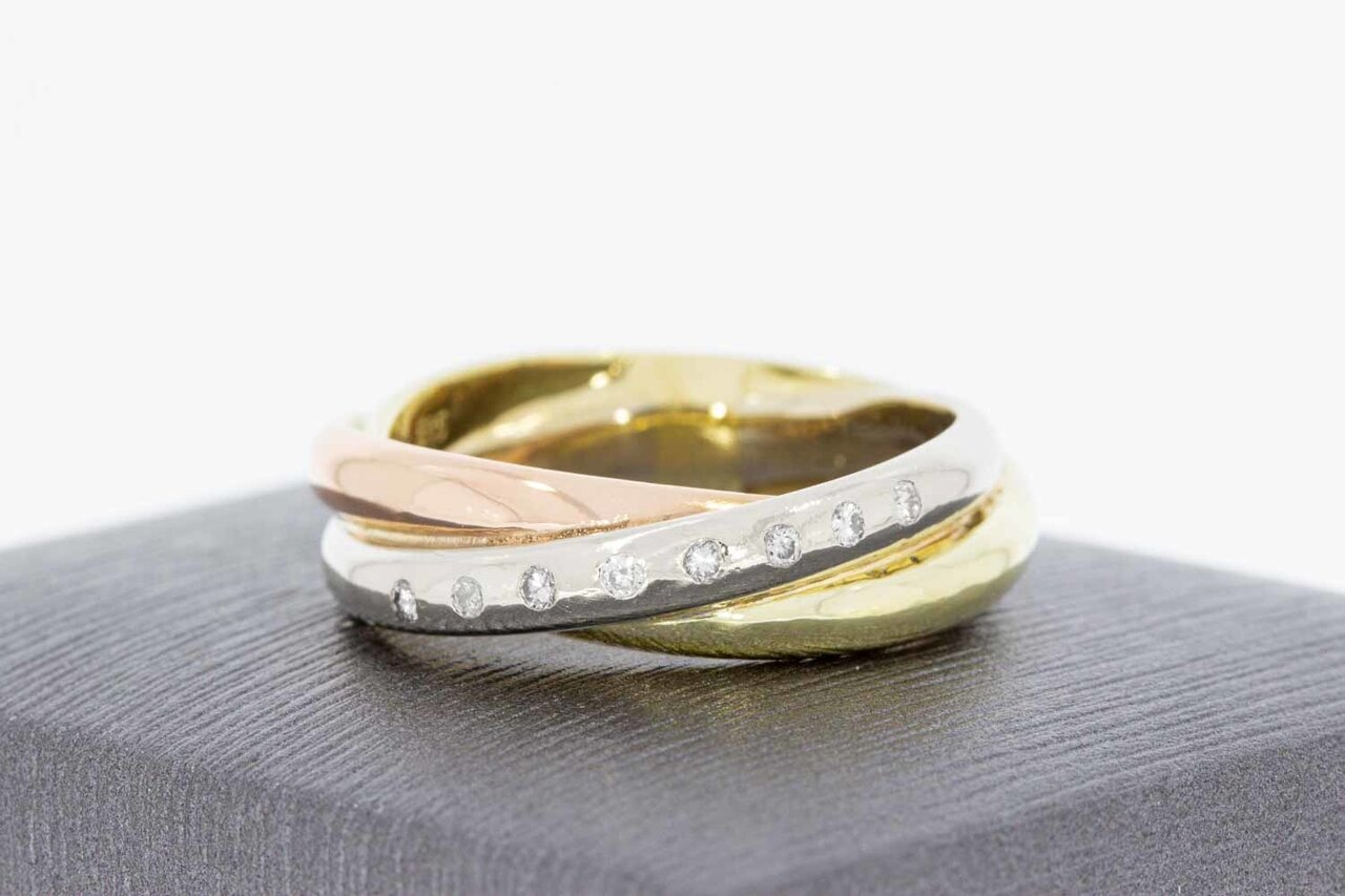 14 Karat Gold Crossover Ring mit Diamant - 19 mm