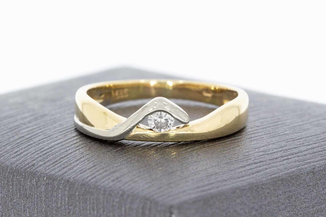 14 Karat gelb Gold Fantasy Diamant Ring - 16,5 mm