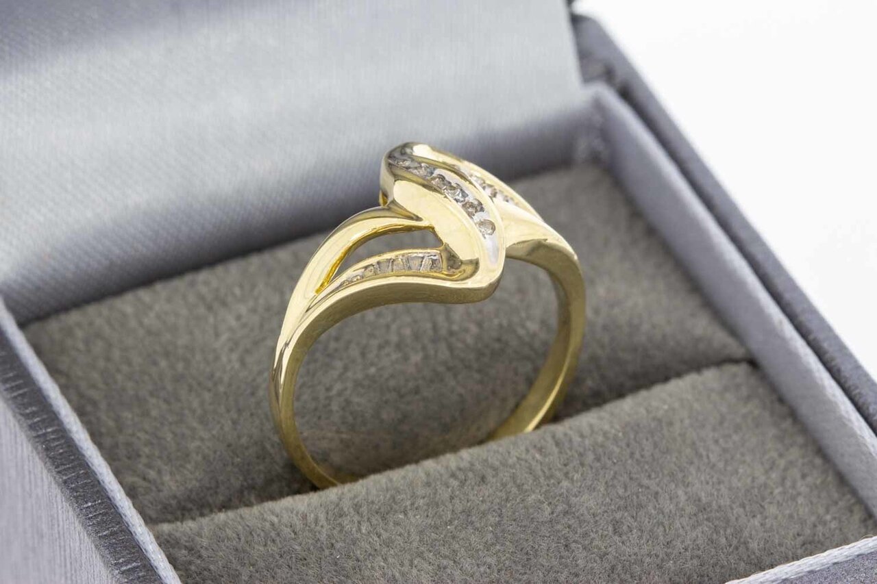 Geschwungene Diamant Ring 14 Karat Gold - 17,2 mm