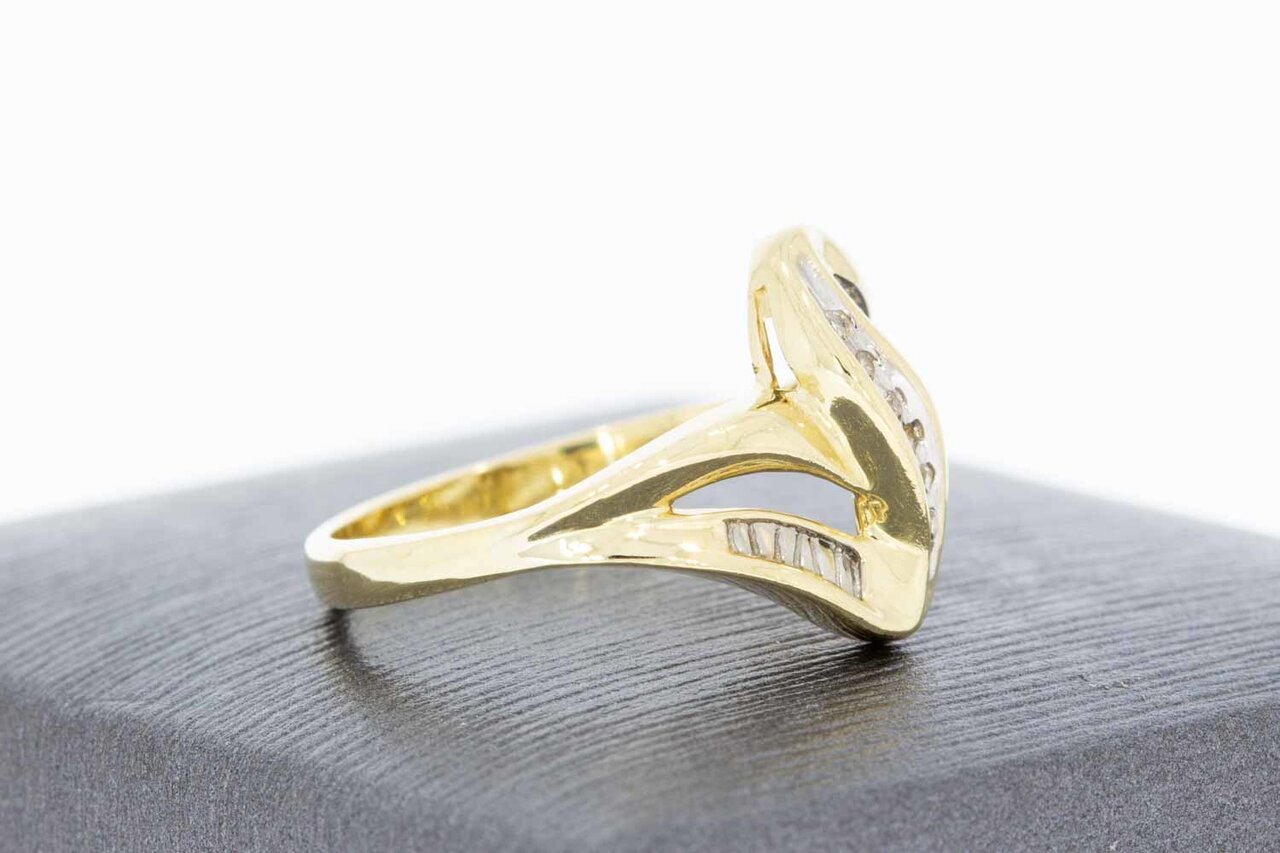 Geschwungene Diamant Ring 14 Karat Gold - 17,2 mm