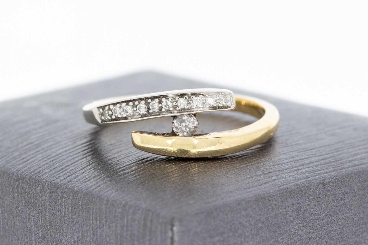 585 Gold Geschwungene Diamant Ring - 18 mm