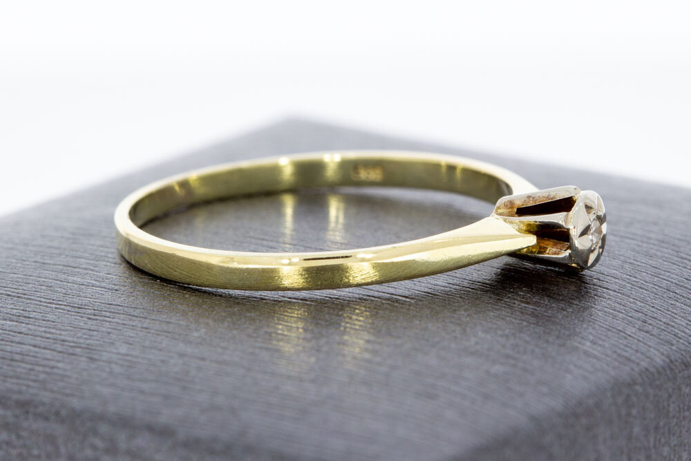 14 Karat bicolor Gold Solitär Diamant Ring - 18,9 mm