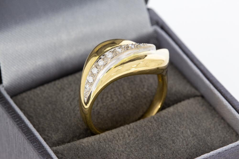 18 Karat bicolor Diamant Goldring - 18 mm