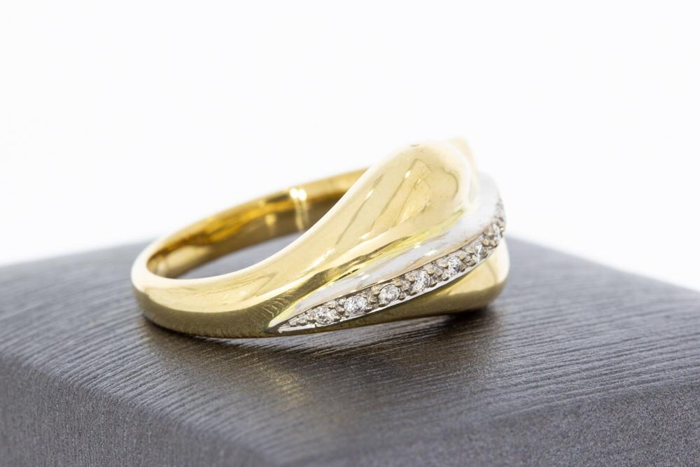 18 Karat bicolor Diamant Goldring - 18 mm