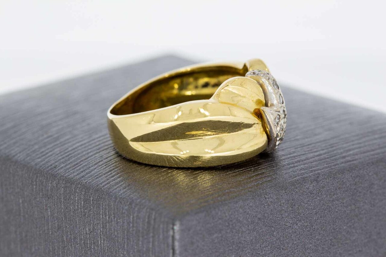 Bicolor Gold Ring 18 Karat mit Diamanten - 16,5 mm