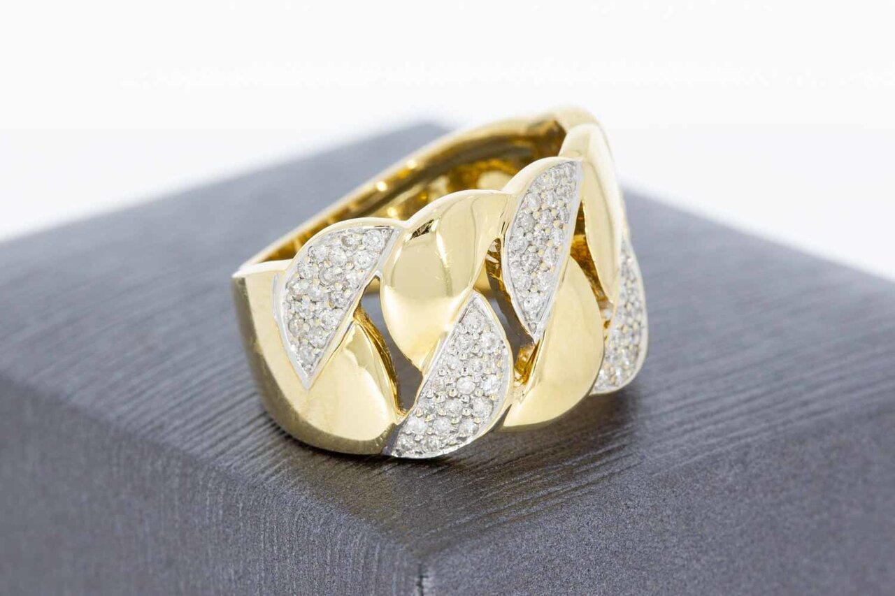 18 Karat Gold Bandring mit Diamant - 17,6 mm