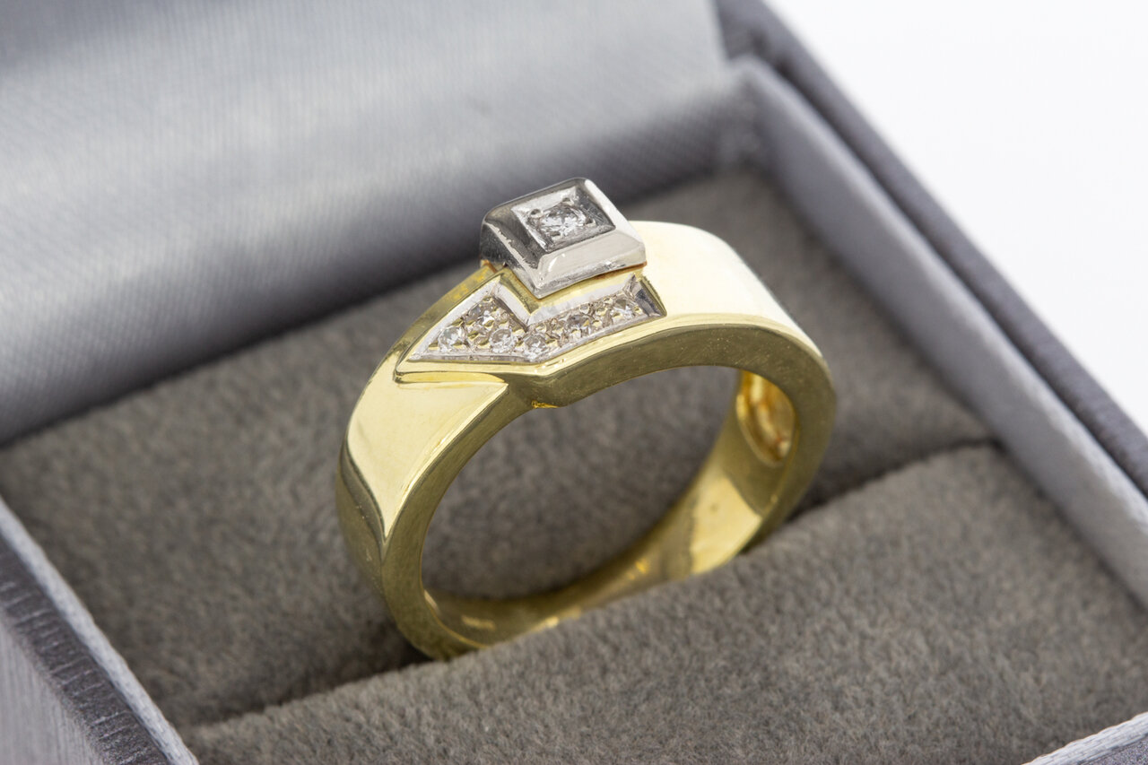 14 Karat Gold Bandring mit Diamant - 16,7 mm