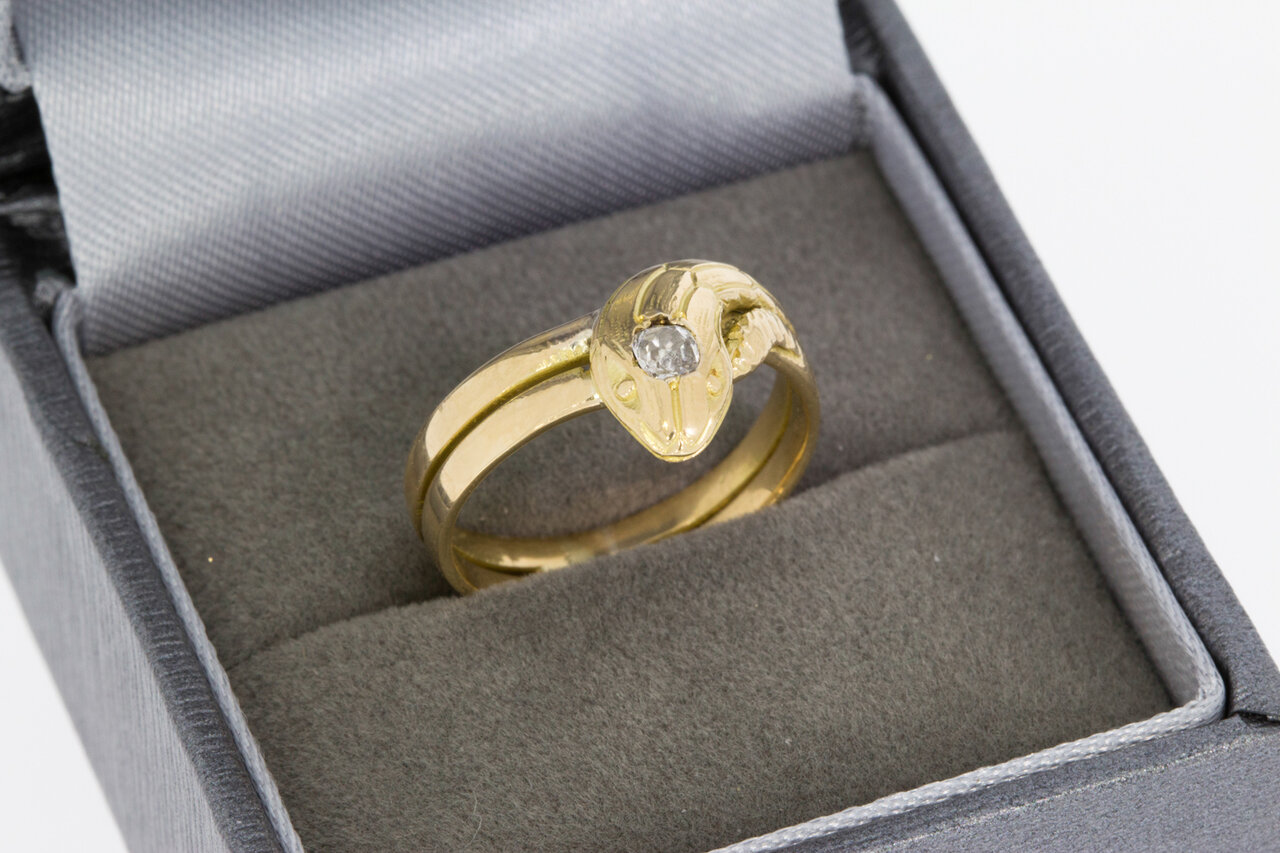 18 Karat geschwungene Diamant Goldring - 16,8 mm