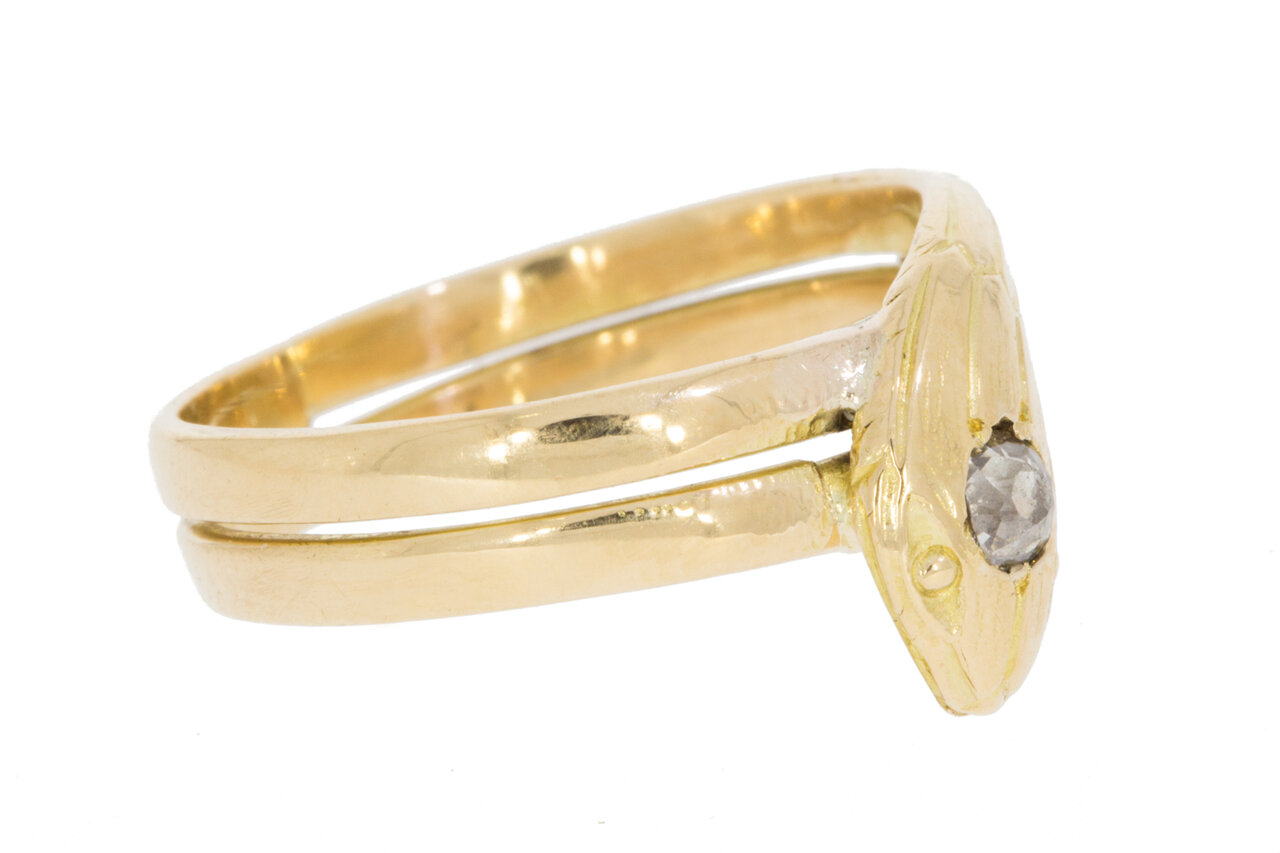 18 Karat geschwungene Diamant Goldring - 16,8 mm