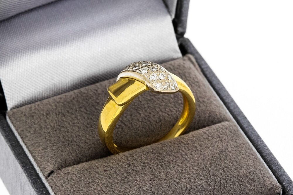 18 Karat bicolor Goldring mit Diamant - 16,3 mm