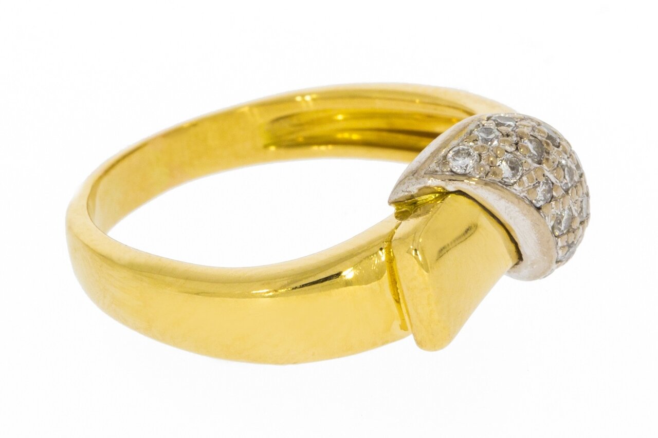 18 Karat bicolor Goldring mit Diamant - 16,3 mm