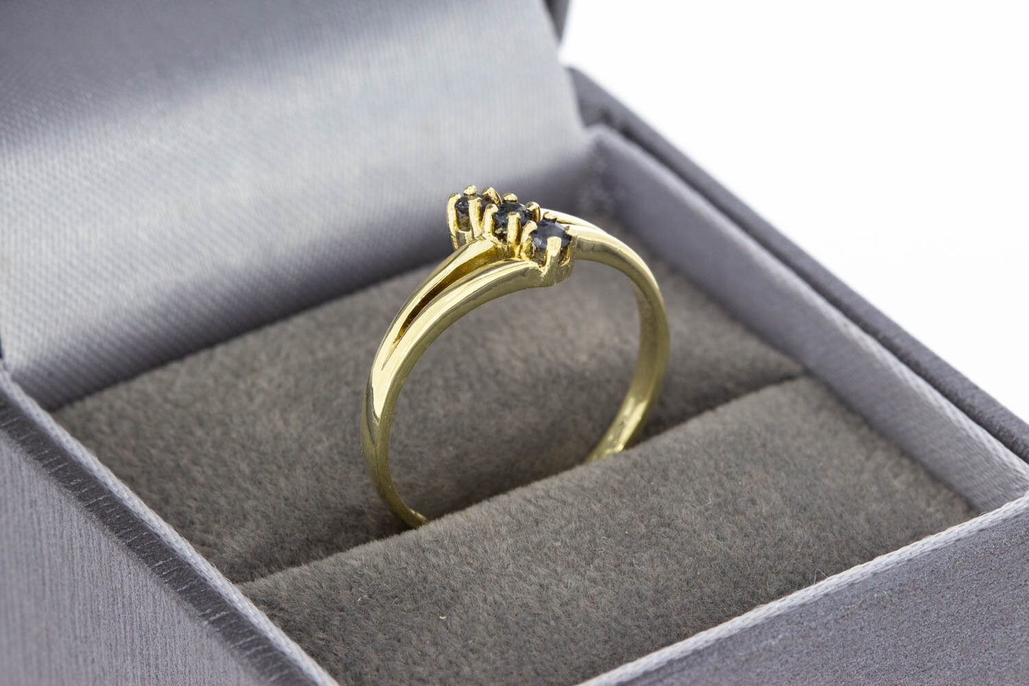 Vintage Saphir geschwungene ring 14 Karat Gold - 17,5 mm