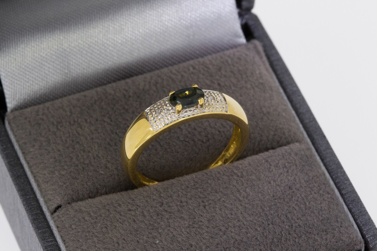 18 Karat Gold Saphir Ring mit Diamant - 16,4