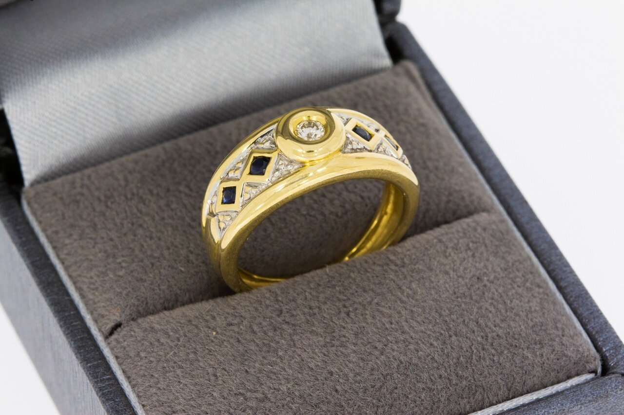 18 Karat Gold Saphir Ring mit Diamant - 16,6