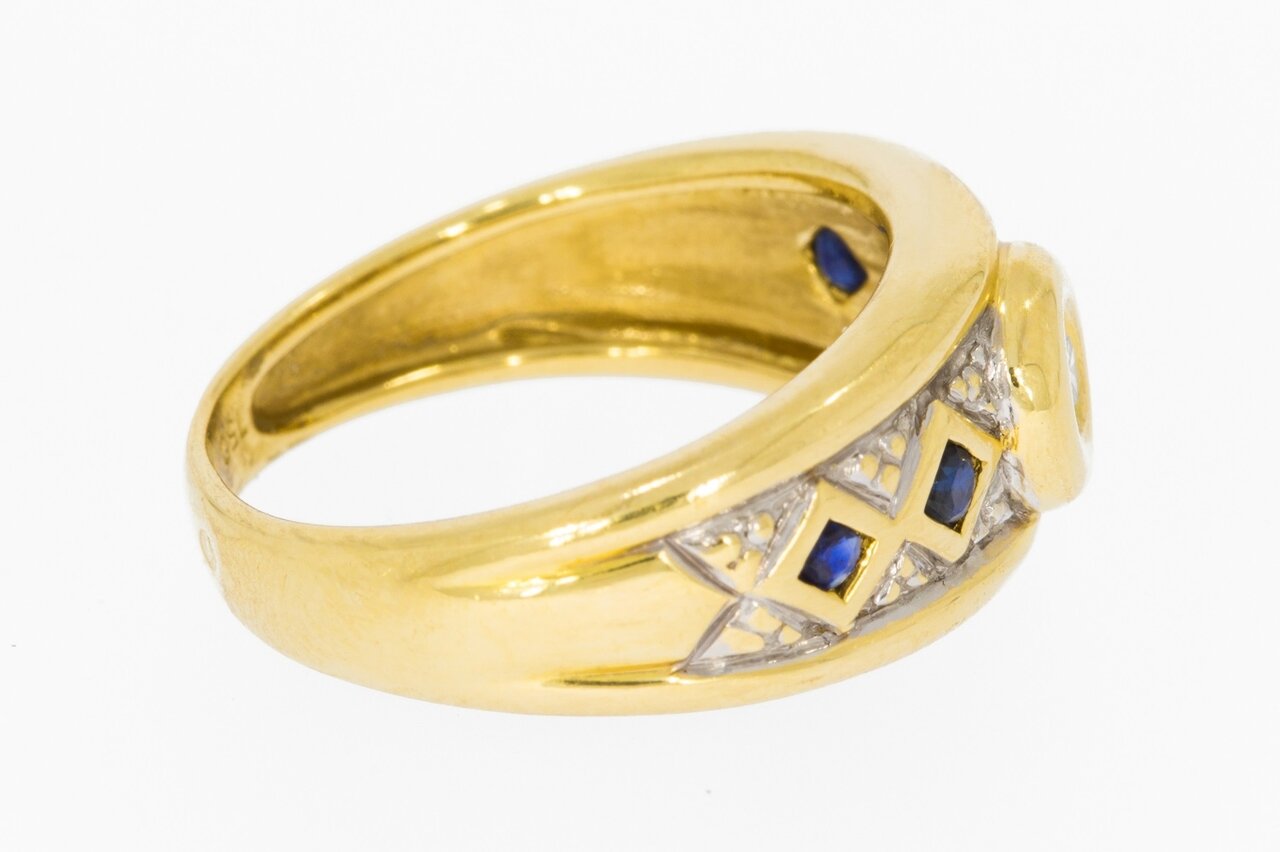 18 Karat Gold Saphir Ring mit Diamant - 16,6