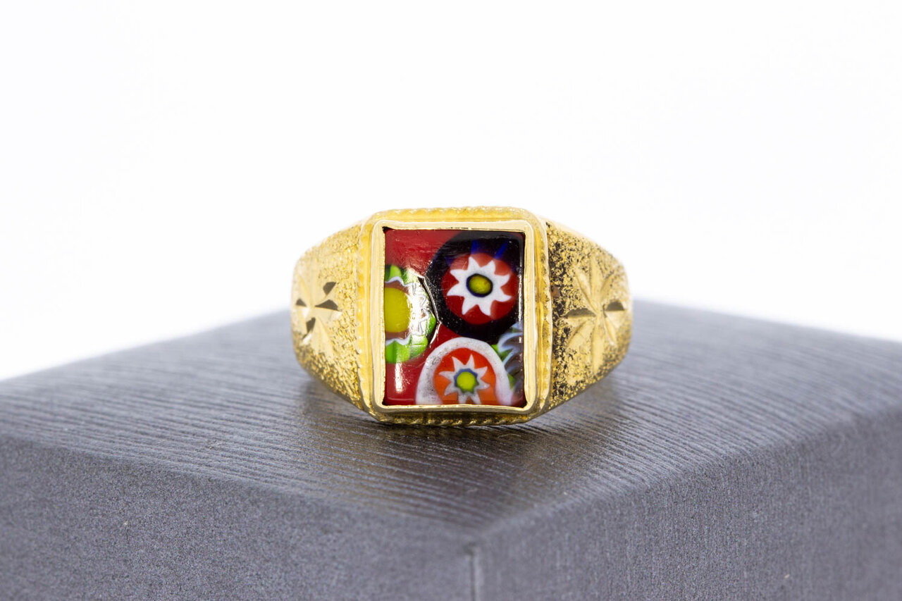 750 Gold Statement Emaille Ring - 17,7 mm