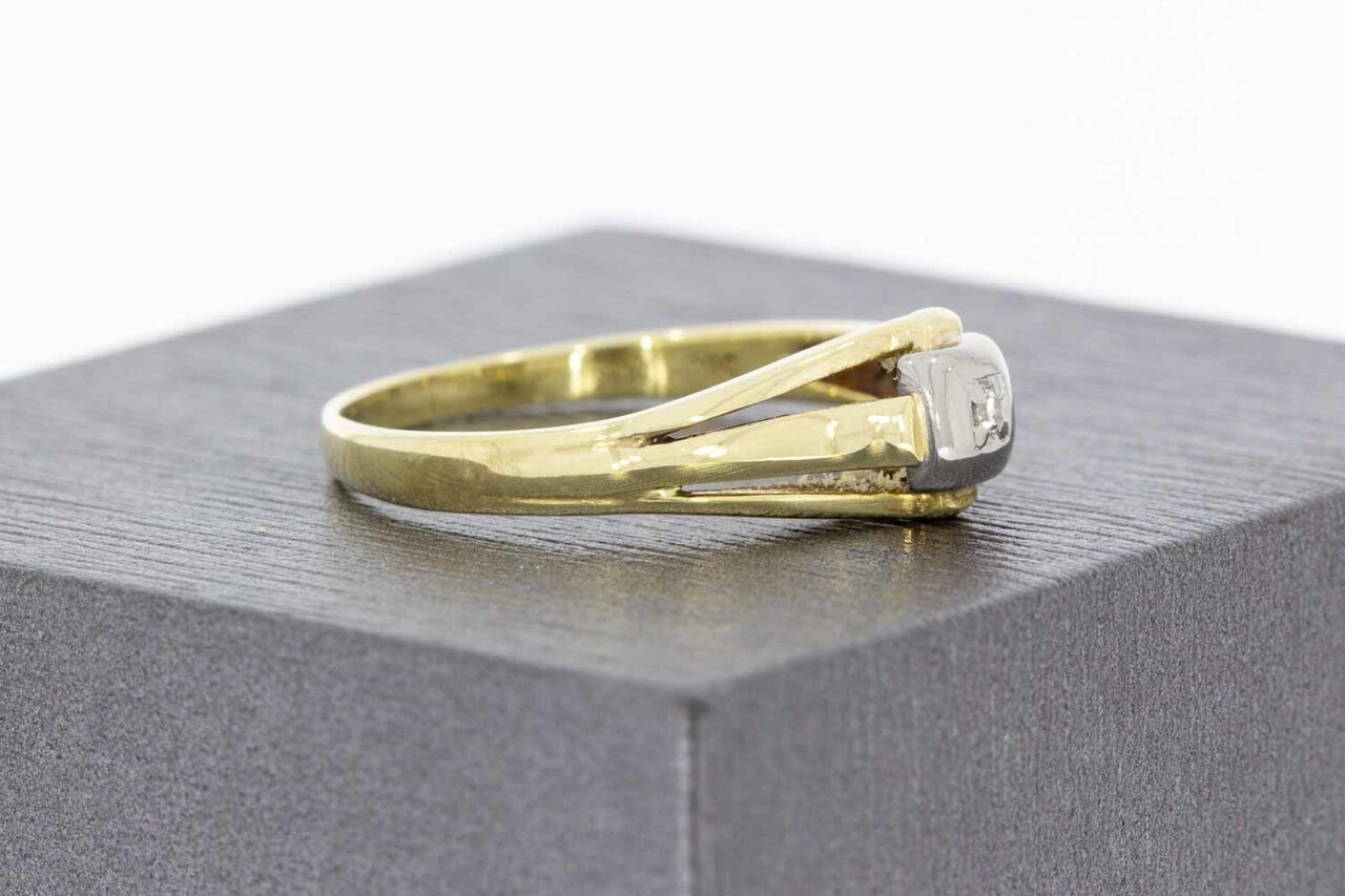 14 Karat bicolor Gold Pinky Diamant Ring - 17,9 mm