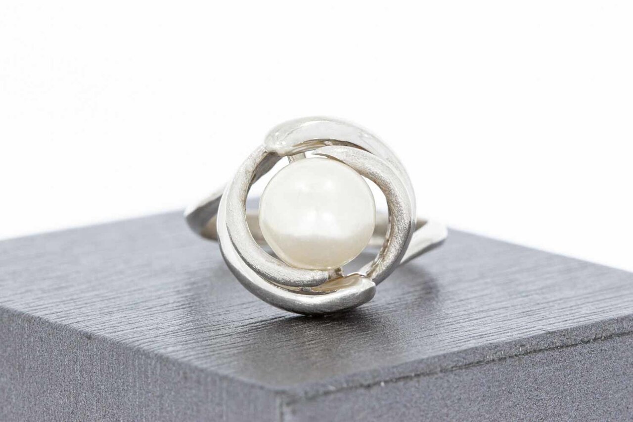 14 Karat Weißgold Fantasy Ring mit Perle - 17,9 mm