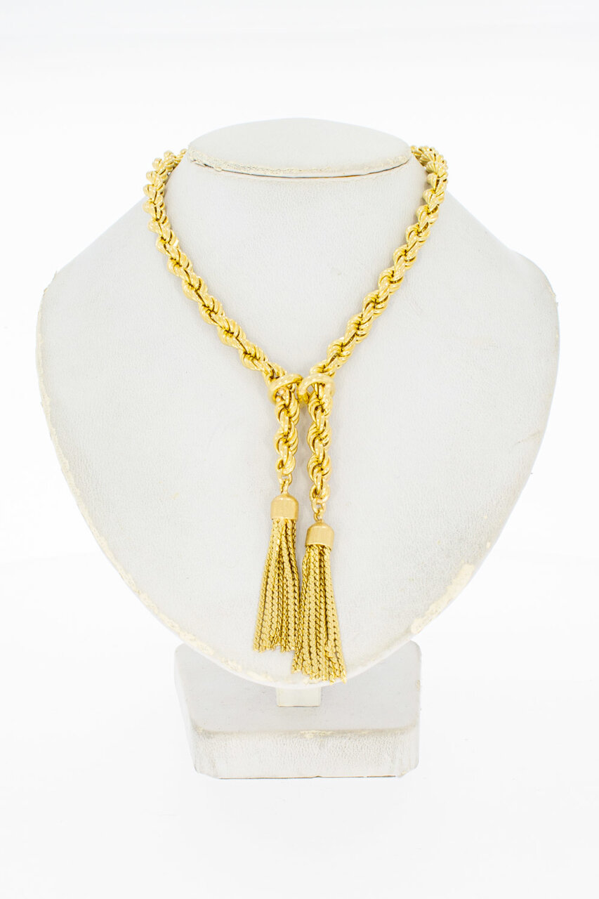 18 Karat Kordel Goldkette mit Anhänger - 60,1 cm