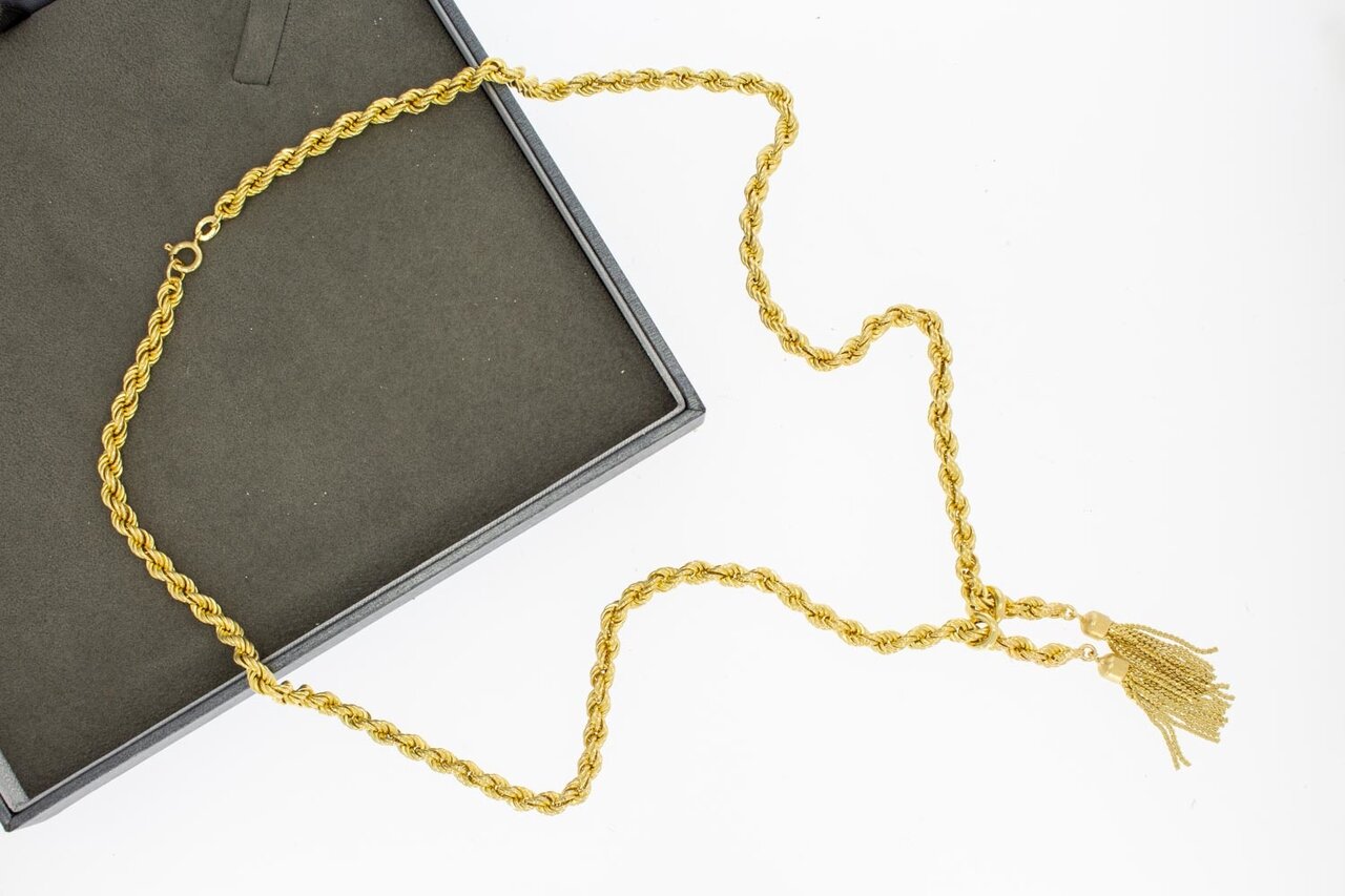 18 Karat Kordel Goldkette mit Anhänger - 60,1 cm