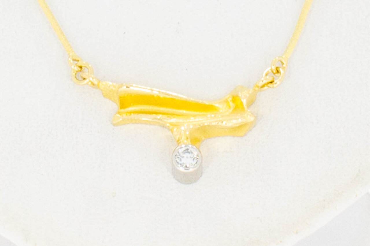 Damenkette 750 bicolor Gold mit Diamant - 44 cm