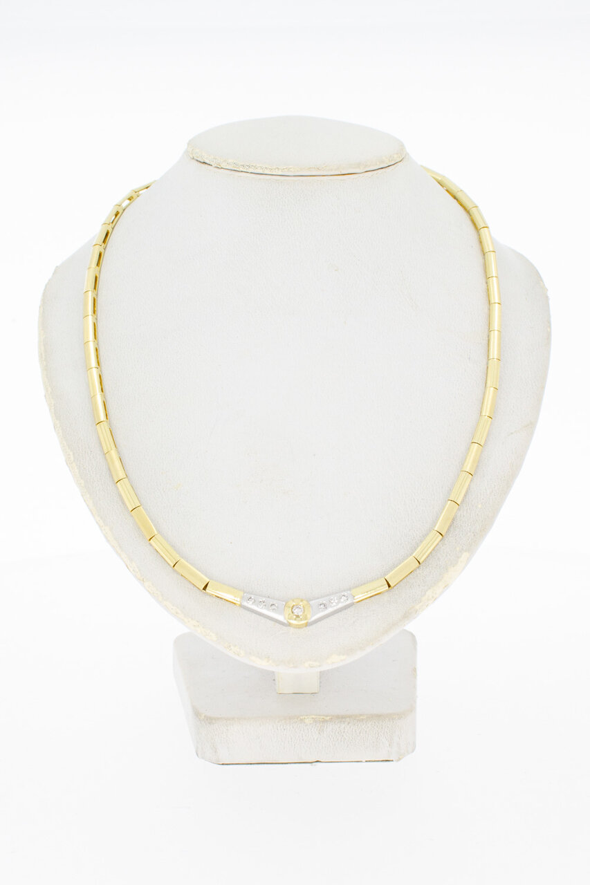 14 Karat Goldbarren Diamant Damenkette - 48 cm