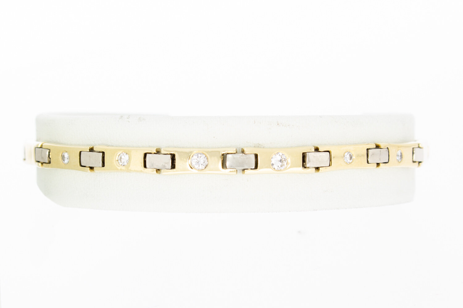 14 Karat Goldbarrenarmband mit Diamant - 19,7 cm