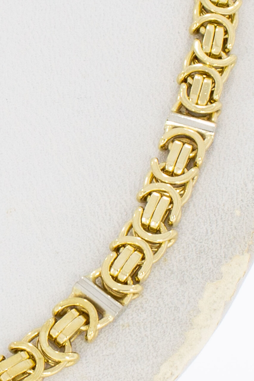 585 bicolor Gold flache Königskette - 62,5 cm