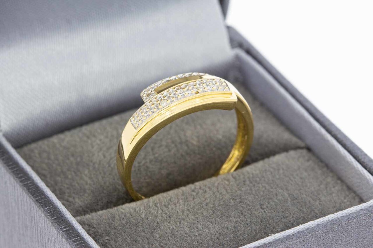 18 Karat Gold geschwungene Diamant Ring - 18,5 mm