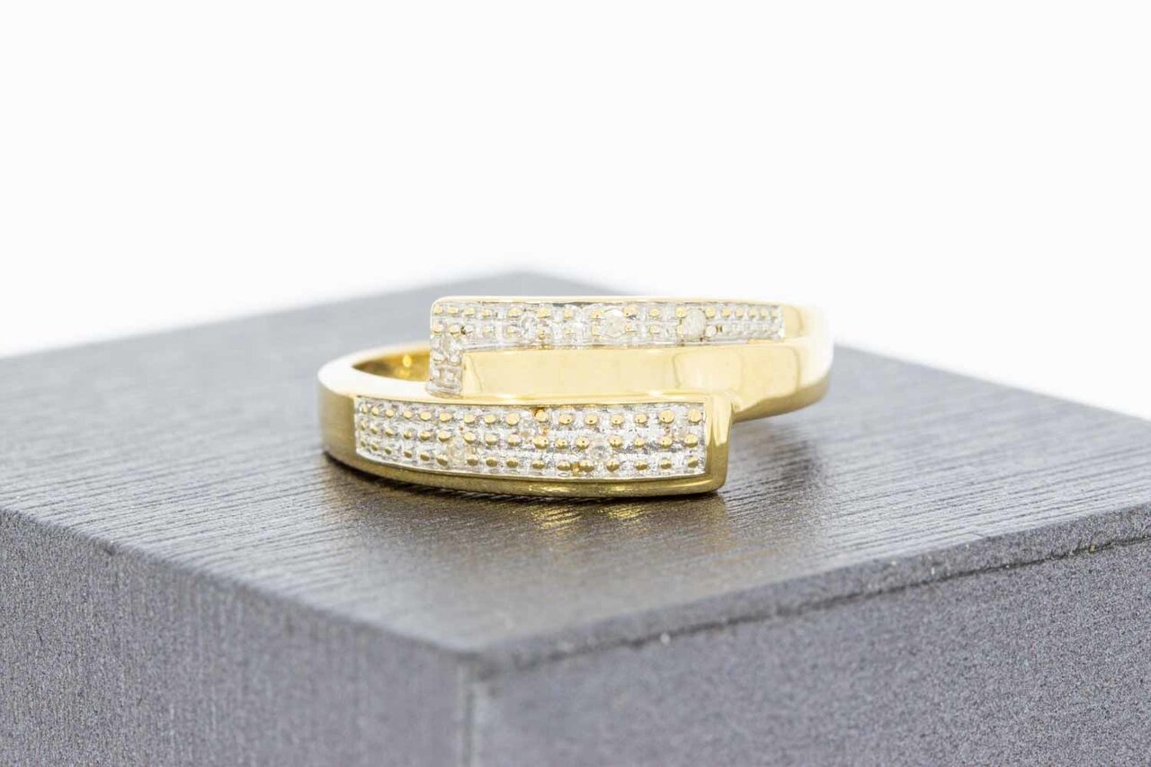 18 Karat Gold geschwungene Diamant Ring - 18,5 mm