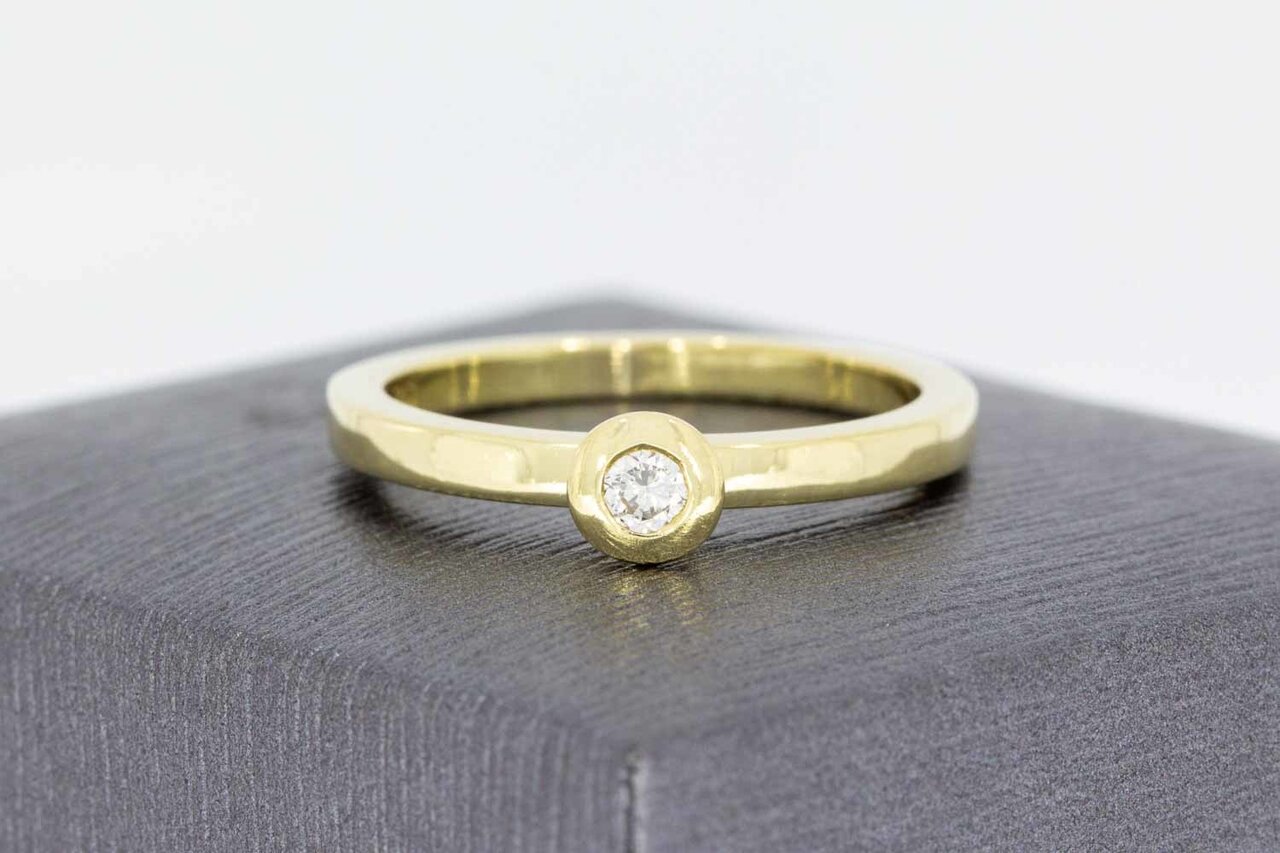 Solitär Diamantring 14 Karat Gelbgold - 18,4 mm