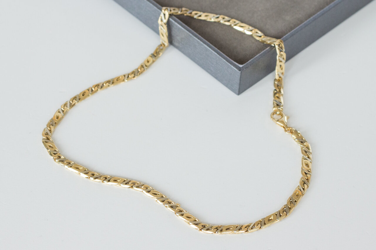 14 Karat Gold Falkenauge Kette - 42 cm