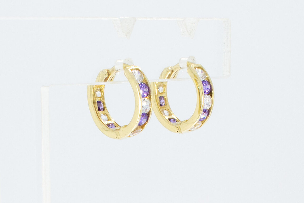 585 Gold Edelstein Ohrringe - 1,2 cm