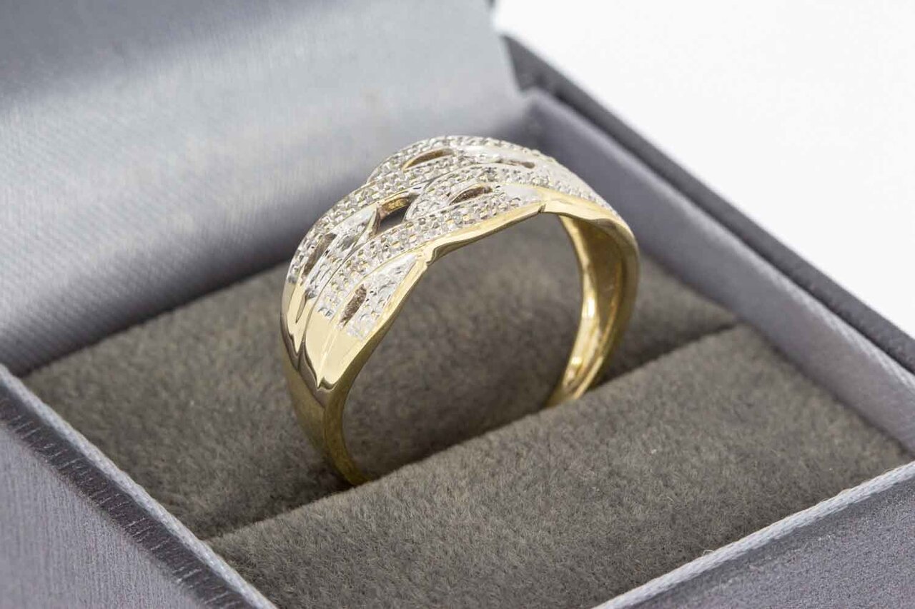 Geflochtener 14 Karat Diamantring - 18,7 mm