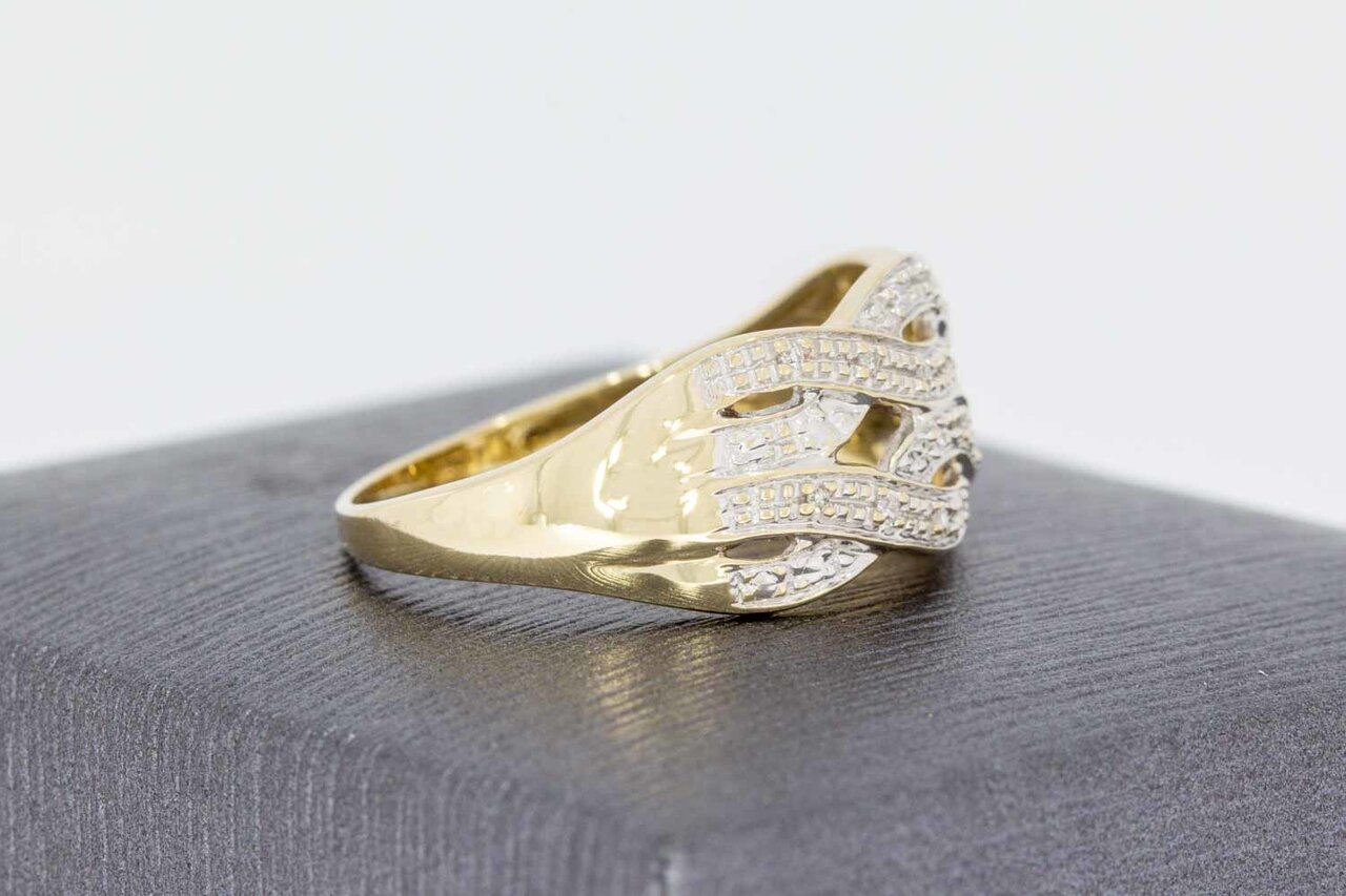 Geflochtener 14 Karat Diamantring - 18,7 mm