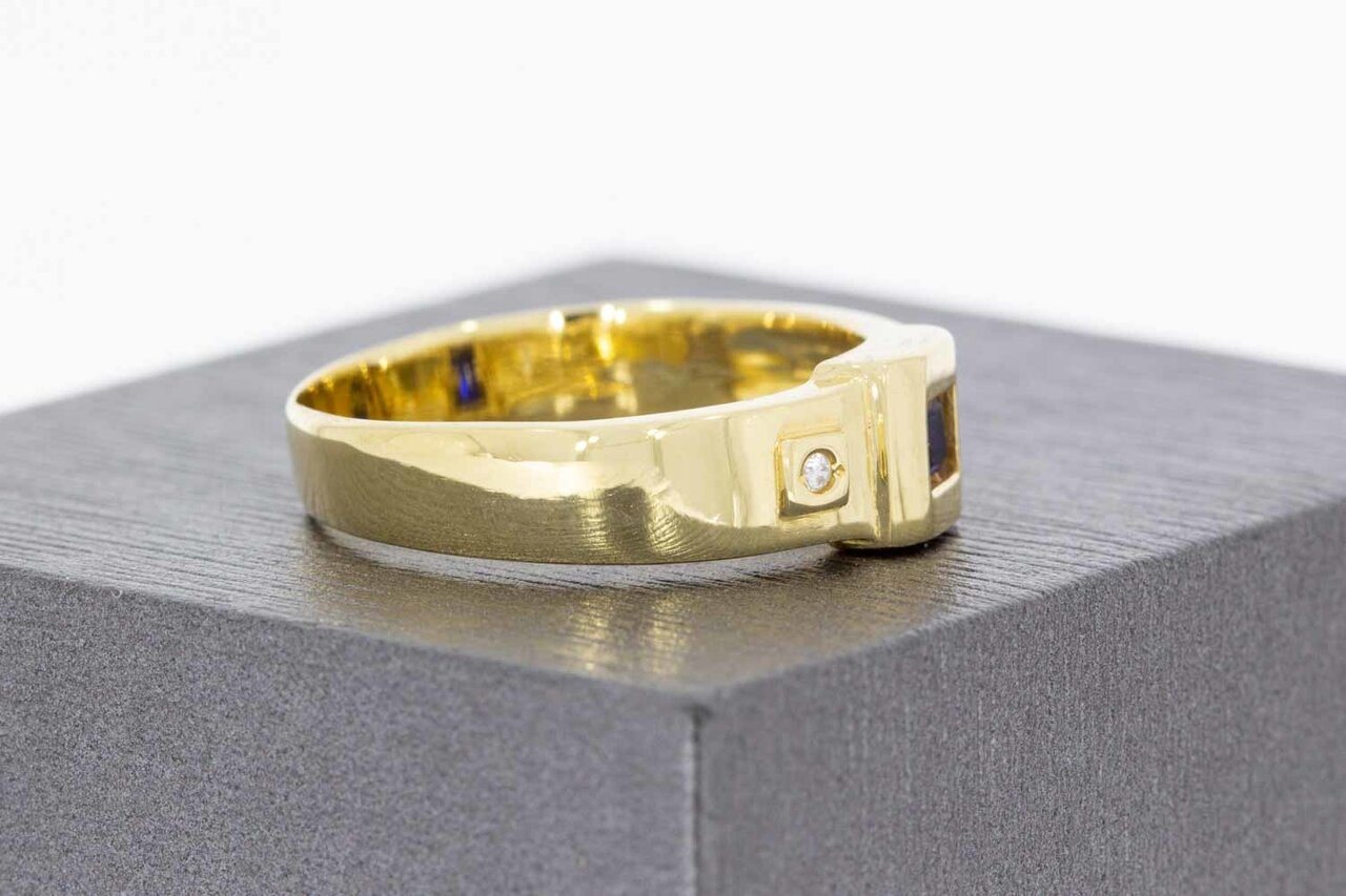 750 Gold Saphir Ring mit Diamant - 19,3 mm