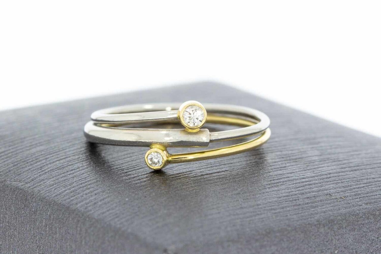Bicolor 18 Karat Diamant Ring - 16 mm