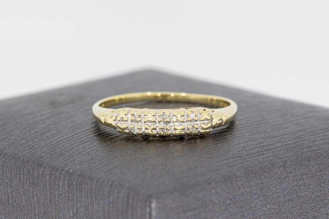 Bicolor 14 Karat Gold Diamantring - 16,5 mm