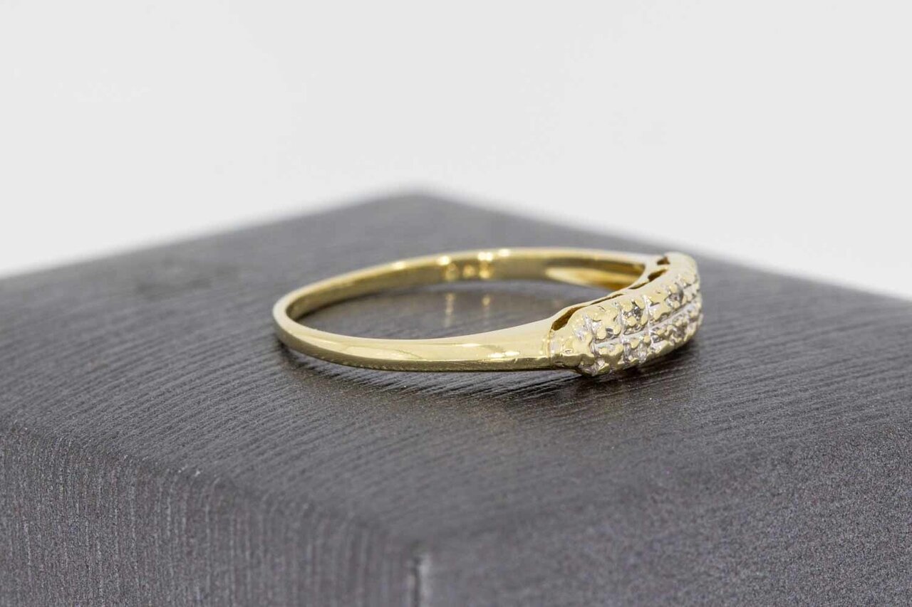 Bicolor 14 Karat Gold Diamantring - 16,5 mm