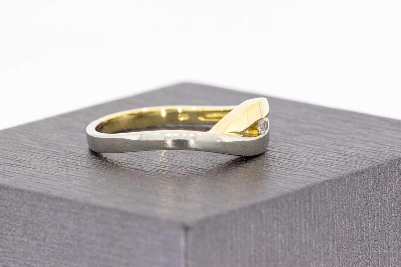 Bicolor 585 Goldring mit Diamant - 17,9 mm