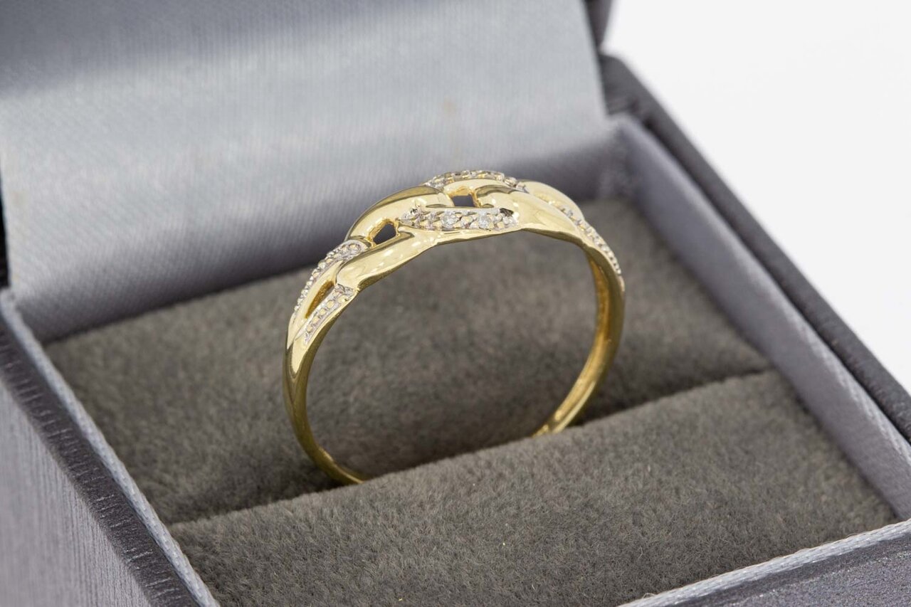 14 Karat Goldring mit Diamant - 18,7 mm