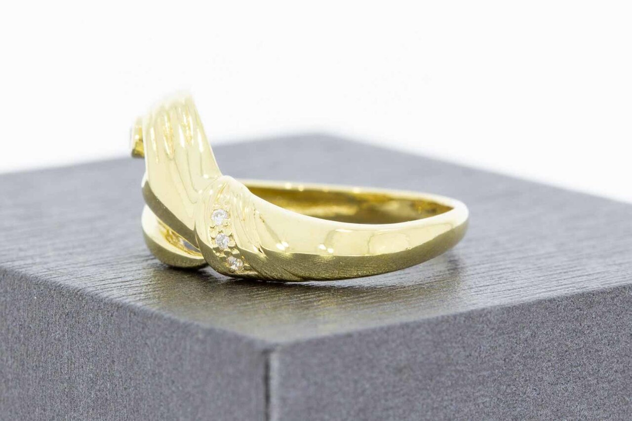 14 Karat Gold Ring mit Diamant - 17,4 mm